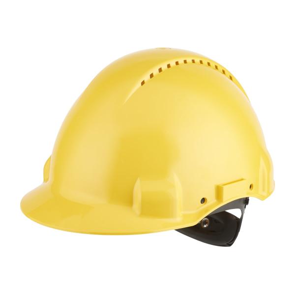 3M™ Schutzhelm, Uvicator, Ratschenverschluss, belüftet, Kunststoffschweißband, Gelb, G3000NUV-GU