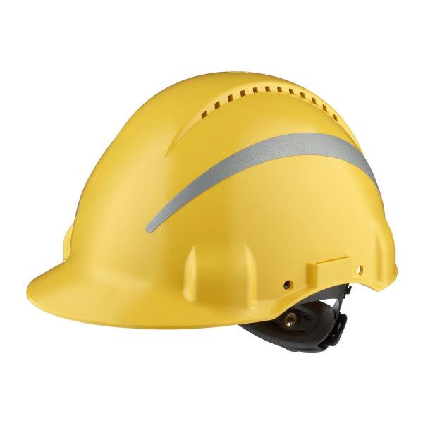 3M™ Schutzhelm, Uvicator, Ratschenverschluss, belüftet, reflektierend, Kunststoffschweißband, Gelb, G3000NUV-R-GU