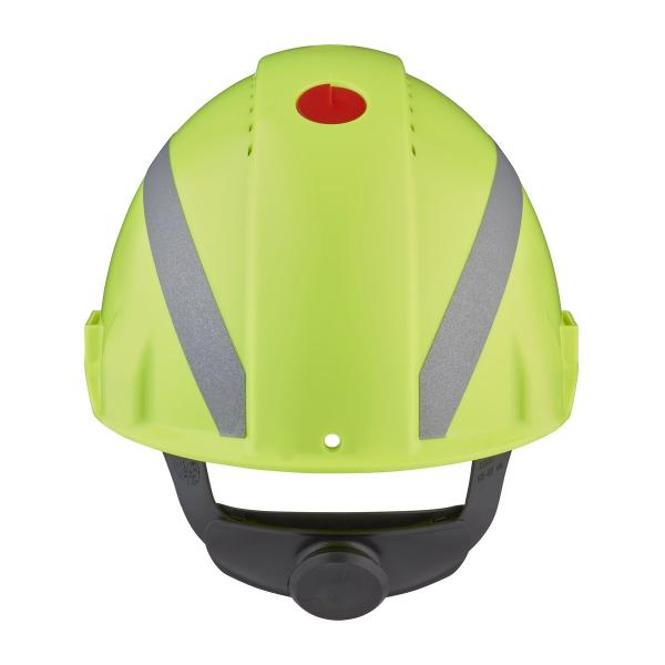3M™ Schutzhelm, Uvicator, Ratschenverschluss, belüftet, reflektierend, Kunststoffschweißband, Warnfarbe, G3000NUV-R-GB
