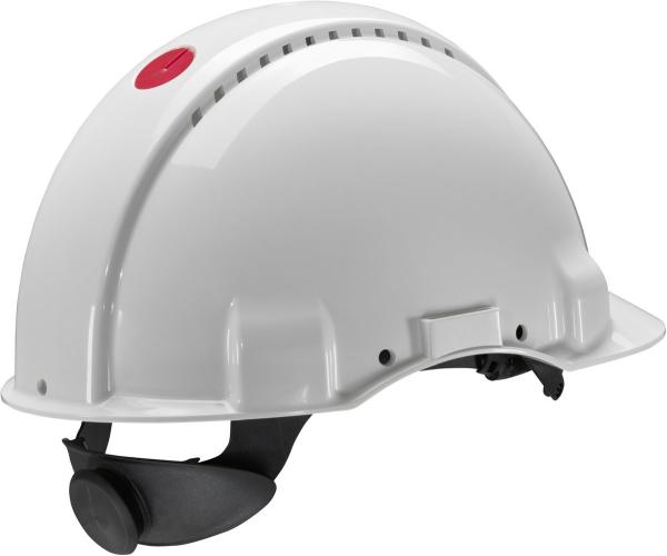 3M™ Schutzhelm, Uvicator, Ratschenverschluss, nicht belüftet, dielektrisch 1000 V, Lederschweißband, Weiß, G3001MUV-VI