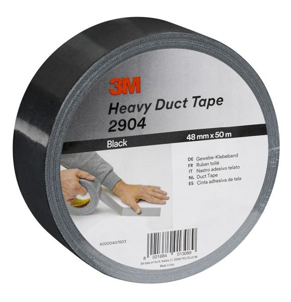 3M™ Schwerlast-Gewebeklebeband 2904, Schwarz, 48 mm x 50 m, 0.19 mm