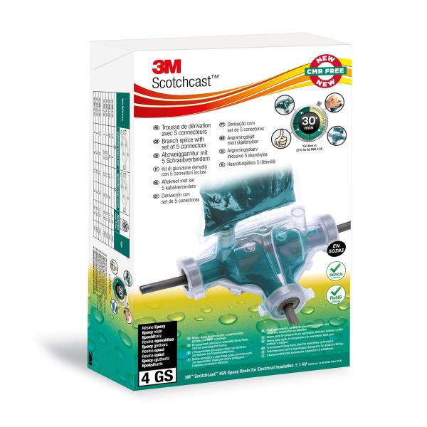 3M™ Scotchcast™ 92-NBC 2 GS Gießharz-Abzweiggarnitur, T-Form, 0,6/1 kV, 4x 4 - 35, 5x 2,5 - 25 / 4x 4 - 25, 5x 2,5 - 25 mm²