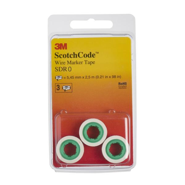 3M™ ScotchCode™ SDR-0 Kabelmarkierer Nachfüllrollen, Ziffer "0", 3er Blisterpack