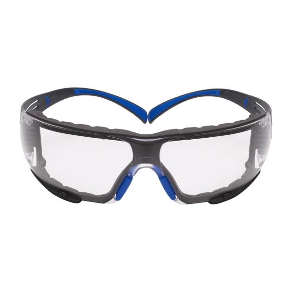 3M™ SecureFit™ 400 Schutzbrille, blau/grüne Bügel, Schaumrahmen, Scotchgard™ Anti-Fog-/Antikratz-Beschichtung (K&N), transparente Scheibe, SF401SGAF-BLU-F-EU