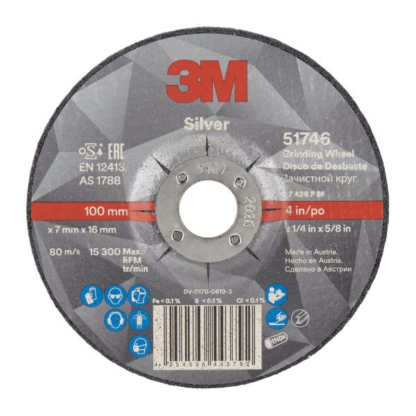 3M™ Silver Schruppscheibe, T27, 100 mm x 7 mm x 16 mm