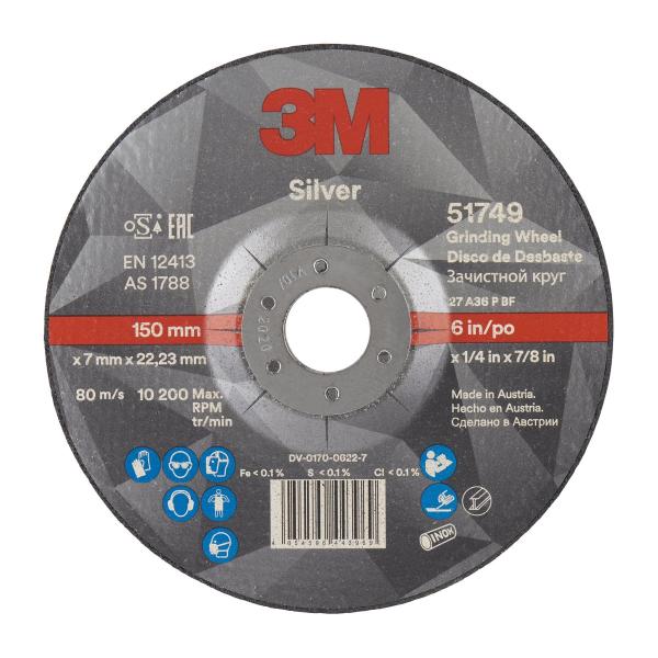 3M™ Silver Schruppscheibe, T27, 150 mm x 7 mm x 22 mm