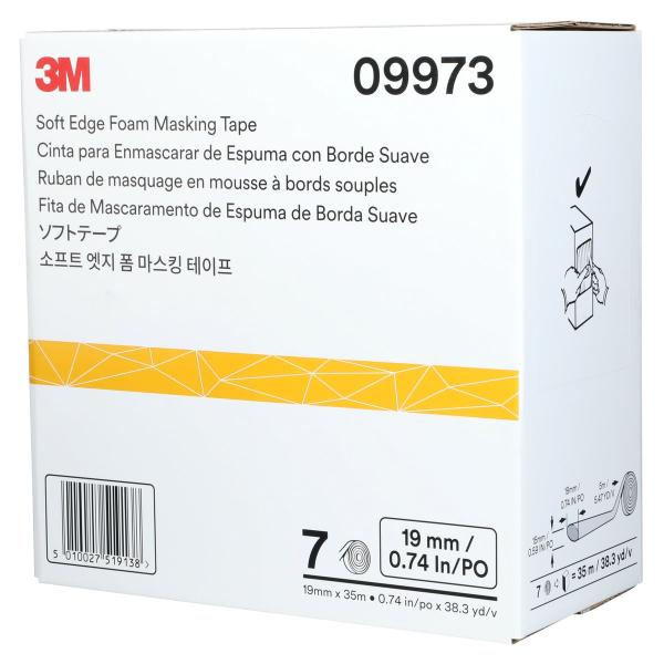 3M™ Soft Edge Foam Abdeckband, Weiß, 19 mm x 35 m, 09973
