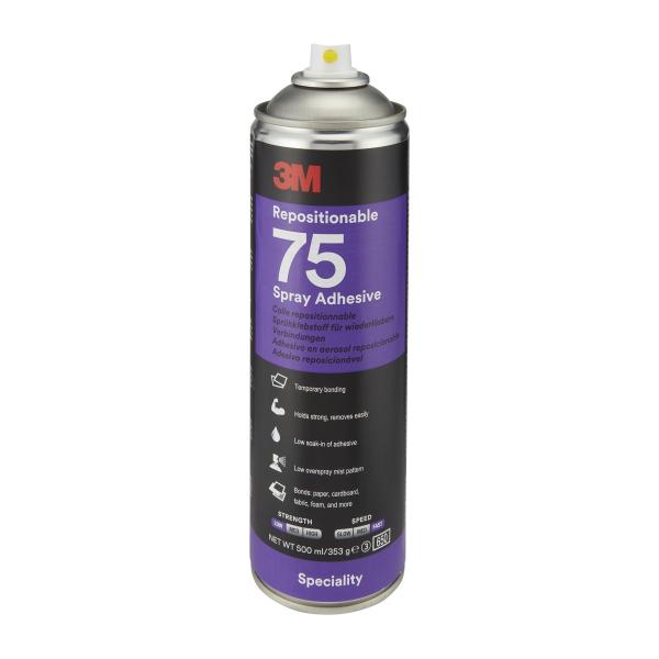 3M™ Sprühklebstoff auf Basis Synthetischer Elastomere Repositionable 75, Transparent, 500 ml