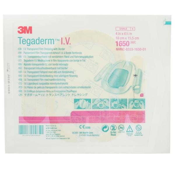 3M™ Tegaderm™ I.V.-Fixierverband, 1650, 10 cm x 15.5 cm