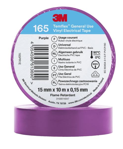 3M™ Temflex™ Vinyl-Isolierband 165, Violett, 15 mm x 10 m