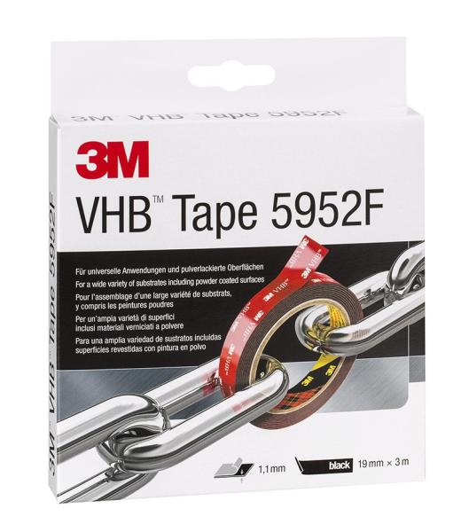 3M™ VHB™ Klebeband 5952F, Schwarz, 19 mm x 3 m, 1.1 mm