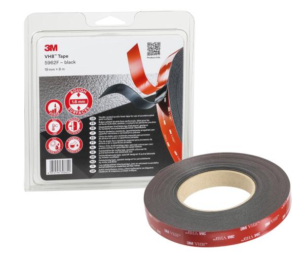 3M™ VHB™ Klebeband 5962F, Schwarz, 19 mm x 8 m, 1.6 mm, Einzeln verpackt