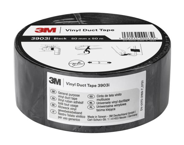 3M™ Vinyl-Klebeband 3903i, Schwarz, 50 mm x 50 m, 0.19 mm