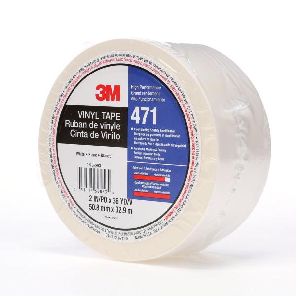 3M™ Weich-PVC-Klebeband 471, Weiß, 50 mm x 33 m, 0.14 mm, Einzelverpackt