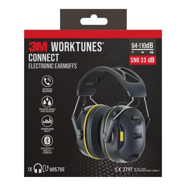 3M™ WorkTunes™ Connect Kabelloser Kapselgehörschutz mit Bluetooth®-Technologie 90570E-1
