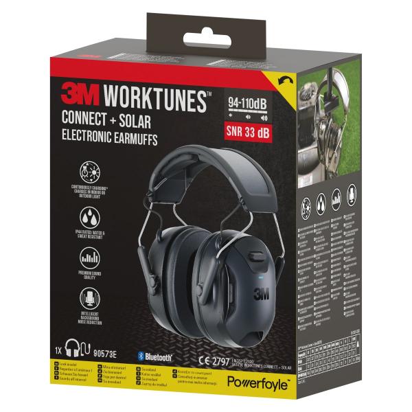 3M™ WorkTunes™ Connect & Solar Kabelloser Kapselgehörschutz mit Bluetooth®-Technologie 90573E-1