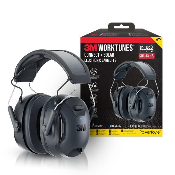 3M™ WorkTunes™ Connect & Solar Kabelloser Kapselgehörschutz mit Bluetooth®-Technologie 90573E-1