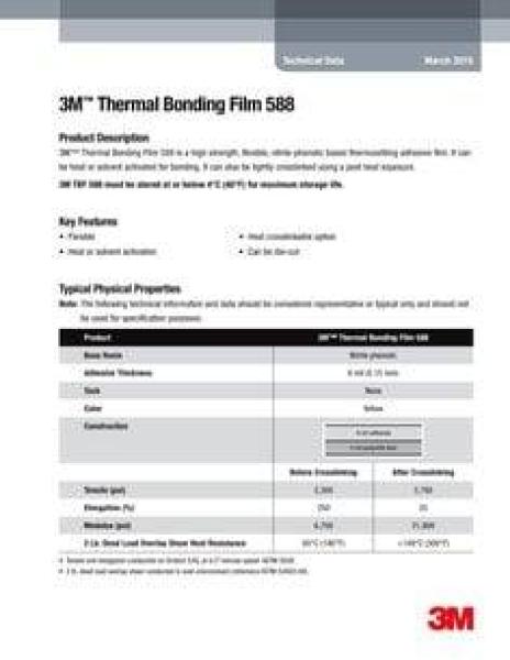 3M™ Hitzeaktivierbarer Klebstoff-Film 588, Gelb, 25,4 mm x 55 m, 152,4 µm