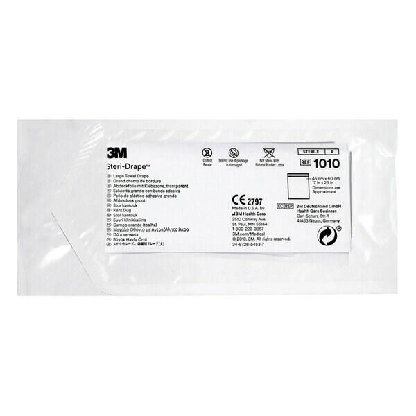 3M™ Steri Drape™ Abdecktuch, selbstklebend, 1010, 45 cm x 60 cm, 10 Stück / Packung