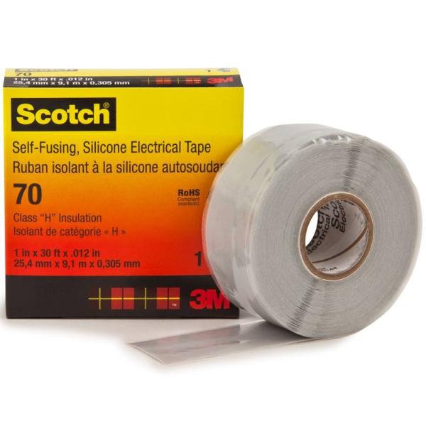 Scotch® 70 Silikon-Kautschuk-Band, selbstverschweißend, Hellgrau, 25 mm x 9 m, 0,3 mm