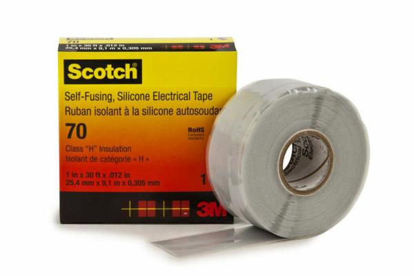 Scotch® 70 Silikon-Kautschuk-Streifen, selbstverschweißend, Hellgrau, 25 mm x 457 mm, 0,3 mm