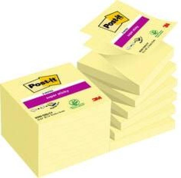 Post-it® Super Sticky Z-Notes, Gelb, 76 mm x 76 mm, 12 Blöcke á 90 Blatt, 100% PEFC SGSCH-PEFC-COC-110078