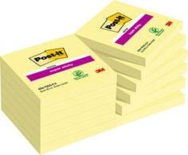 Post-it® Super Sticky Notes, Gelb, 76 mm x 76 mm, 12 Blöcke à 90 Blatt, 100% PEFC SGSCH-PEFC-COC-110078