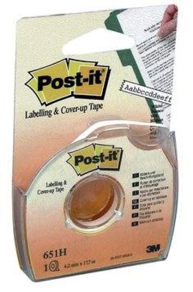 Post-it® Abdeck- und Beschriftungsband 651H, 4,2 mm x 17,7 m, weiß, 1 Rolle im Handspender