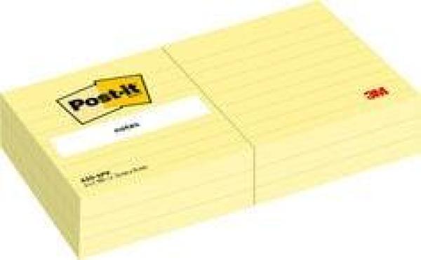 Post-it® Notes, Gelb, Liniert, 76 mm x 76 mm, 100 Blatt/Block, 6 Blöcke/Packung, 100% PEFC SGSCH-PEFC-COC-110078