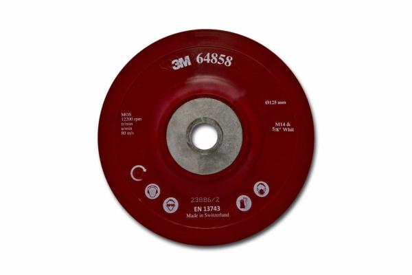 3M™ Hochleistungsstützteller flach, rot, 125 mm, M14, flexibel