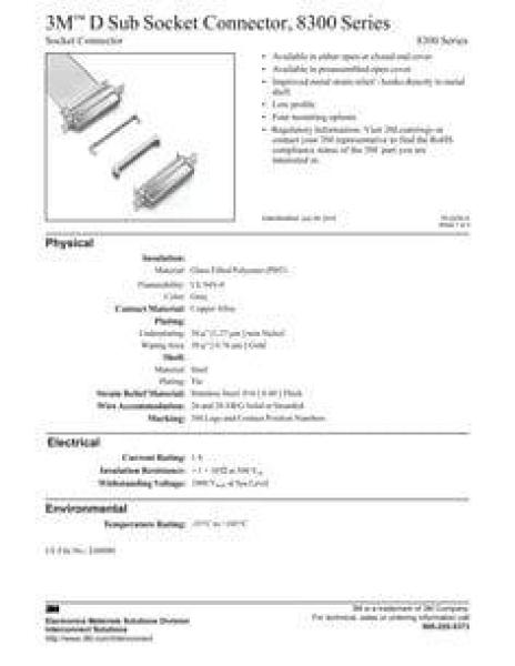 3M™ 8309-6009, Buchsenstecker für die Kabelmontage, D Sub, 09-polig, 8300 Serie, 2,54 mm, 0,76 µm Au