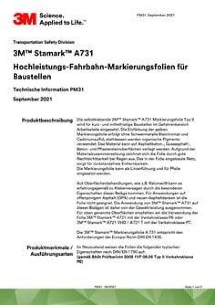 3M™ Stamark™ Fahrbahnmarkierung A731, Gelb, 150 mm x 100 m