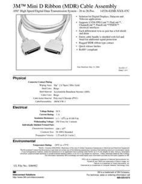 3M™ 14526-EZ8B-500-07C, LVDS Kabelgarnitur, 26-pol, Beige, 5,00 m