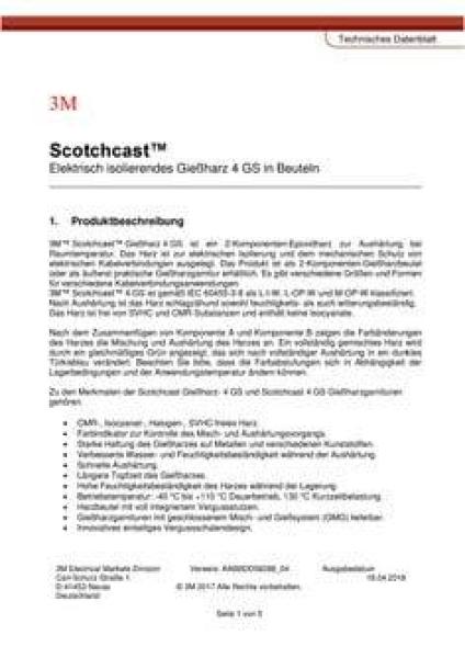 3M™ Scotchcast™ 92-NBA 6HI Gießharz-Verbindungsgarnitur, flammenwidrig/chemikalienbeständig, 0,6/1 kV, 4x 70 - 120 mm²