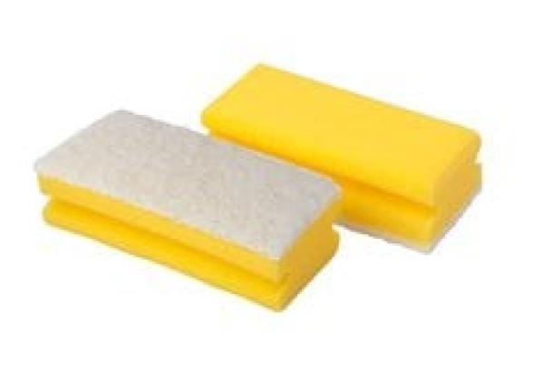 3M™ Scotch-Brite™ Schwamm 107, Gelb / Weiß, 70 mm x 130 mm, 10 x 10 Stück / Karton