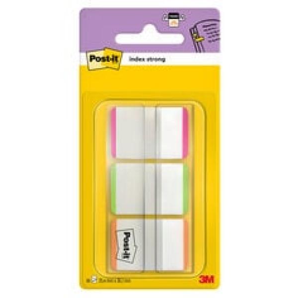 Post-it® Index Strong Ablagetabs, Standard, Orange, Rosa und Grün, 25.4 mm x 38.1 mm, 66 Haftstreifen/Spender, 1 Spender/Packung