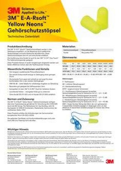 3M™ E-A-RSoft™ Gehörschutzstöpsel ES01001S