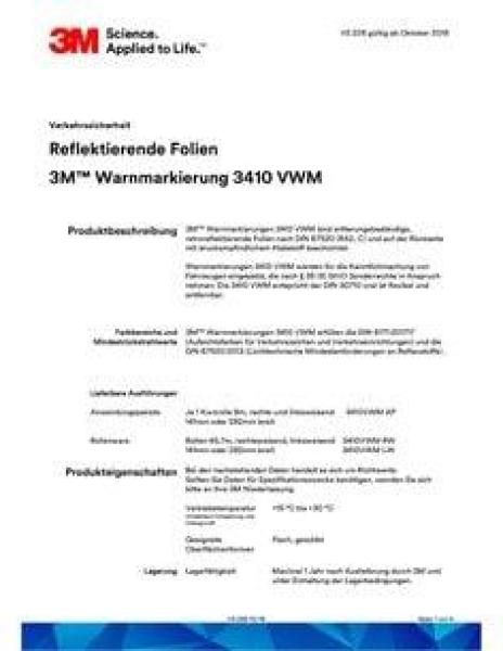 3M™ High Intensity Grade Reflexfolie 3410, Weiß, 1220 mm x 45,7 m