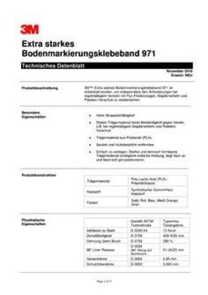 3M™ Extra Starkes Bodenmarkierungsband 971, Blau, 76 mm x 33 m, 0.81 mm