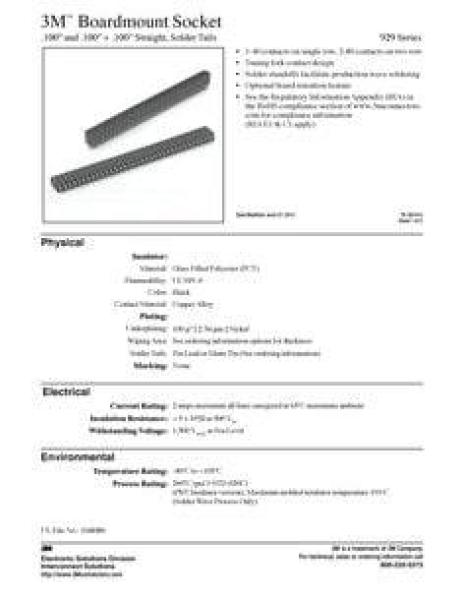3M™ 929850-01-16 RA, Buchsenstecker, 180° gerade, 16-polig, 929 Serie, 2,54 mm, 0,25 µm Au, Schwarz