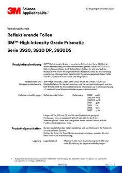 3M™ High Intensity Grade prismatische reflektierende Folie, spleißfrei, Serie 3930