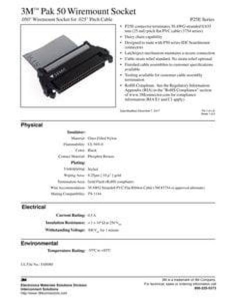 3M™ P25E-080S EA, Buchsenstecker für die Kabelmontage, 80-polig, P25E Serie, 1,27 mm, 0,25 µm Au