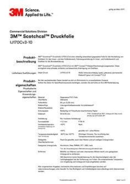 3M™ Scotchcal™ Druckfolie IJ170Cv3-10 White, 1370 mm x 50 m
