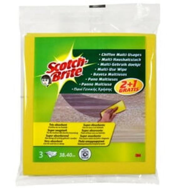 Scotch-Brite™ Allzwecktuch W110/P, 38 x 40 cm, gelb, 2 Stück + 1 Stück gratis
