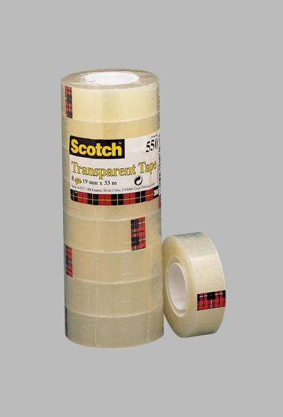 Scotch® Transparentes Klebeband 550, 19 mm x 33 m, 8 Rollen