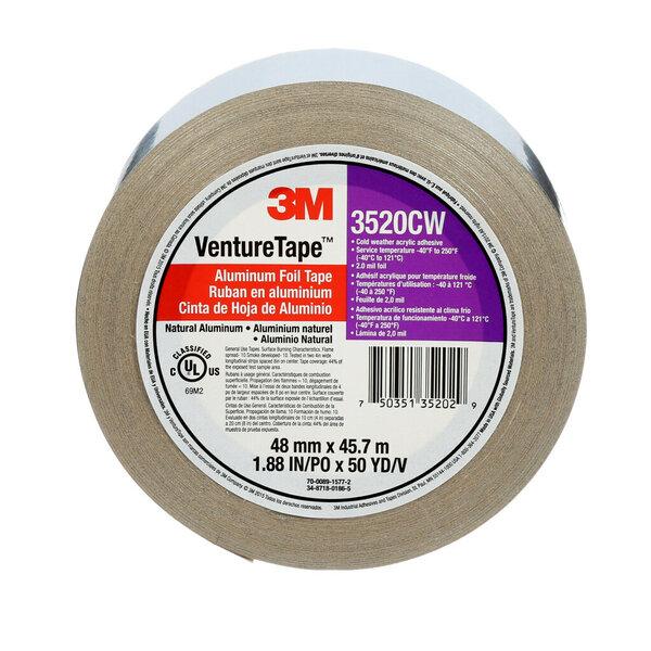 3M™ Venture Tape™ Aluminum Foil Tape 3520CW, Silver, 48 mm x 45.7 m, 3.7 mil, 24 rolls per case