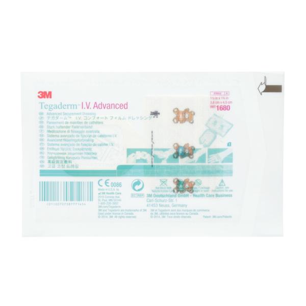 3M™ Tegaderm™ I.V. Advanced, stark haftender  I.V.-Fixierverband, 1680, 3.8 cm x 4.5 cm