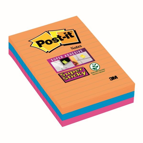 Post-it® Super Sticky Notes, BANGKOK Collection, 3 Blöcke liniert, 101 x 152 mm