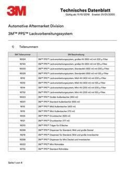 3M™ PPS™ Deckel- und Innenbecher Kits, 200 µ, 0,4 l, 16175