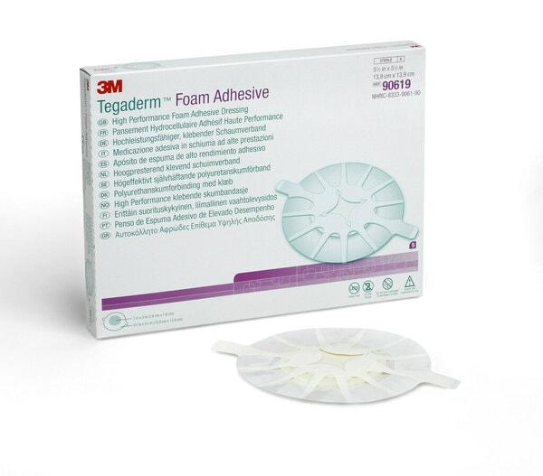 3M™ Tegaderm™ Foam Adhesive Schaumverband 90619, 13.9 cm x 13.9 cm, rund mit Kleberand